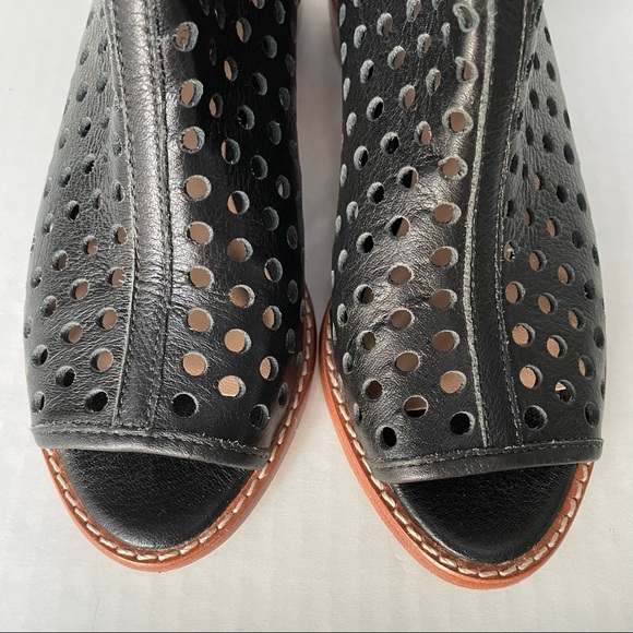 Loeffler Randall Ione Black Laser Cut Perforated Open Toe Ankle Bootie size 7 - Picture 5 of 12